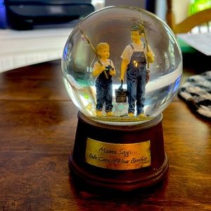 Mama says take care of your brother music snow globe